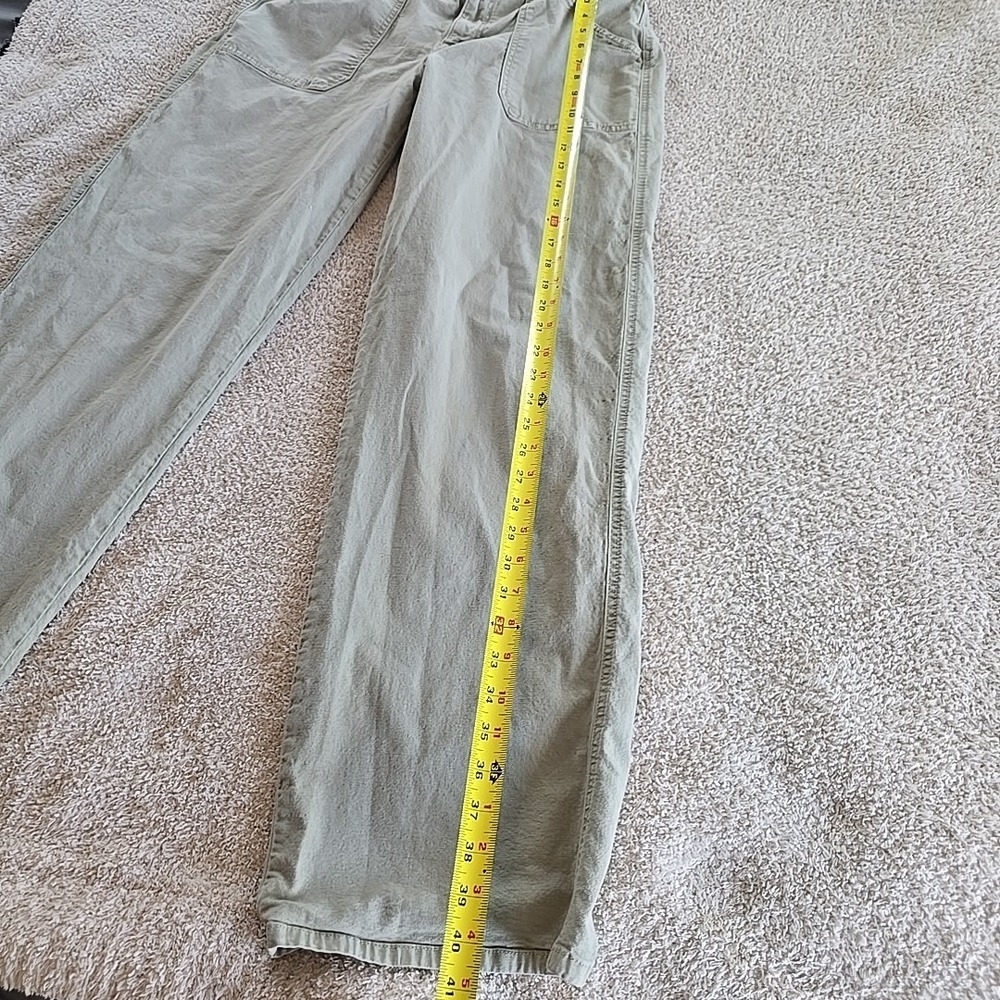 American Eagle Stretch Stovepipe Canvas Pants Green Sz 10 Long Festival Y2K - Picture 13 of 16